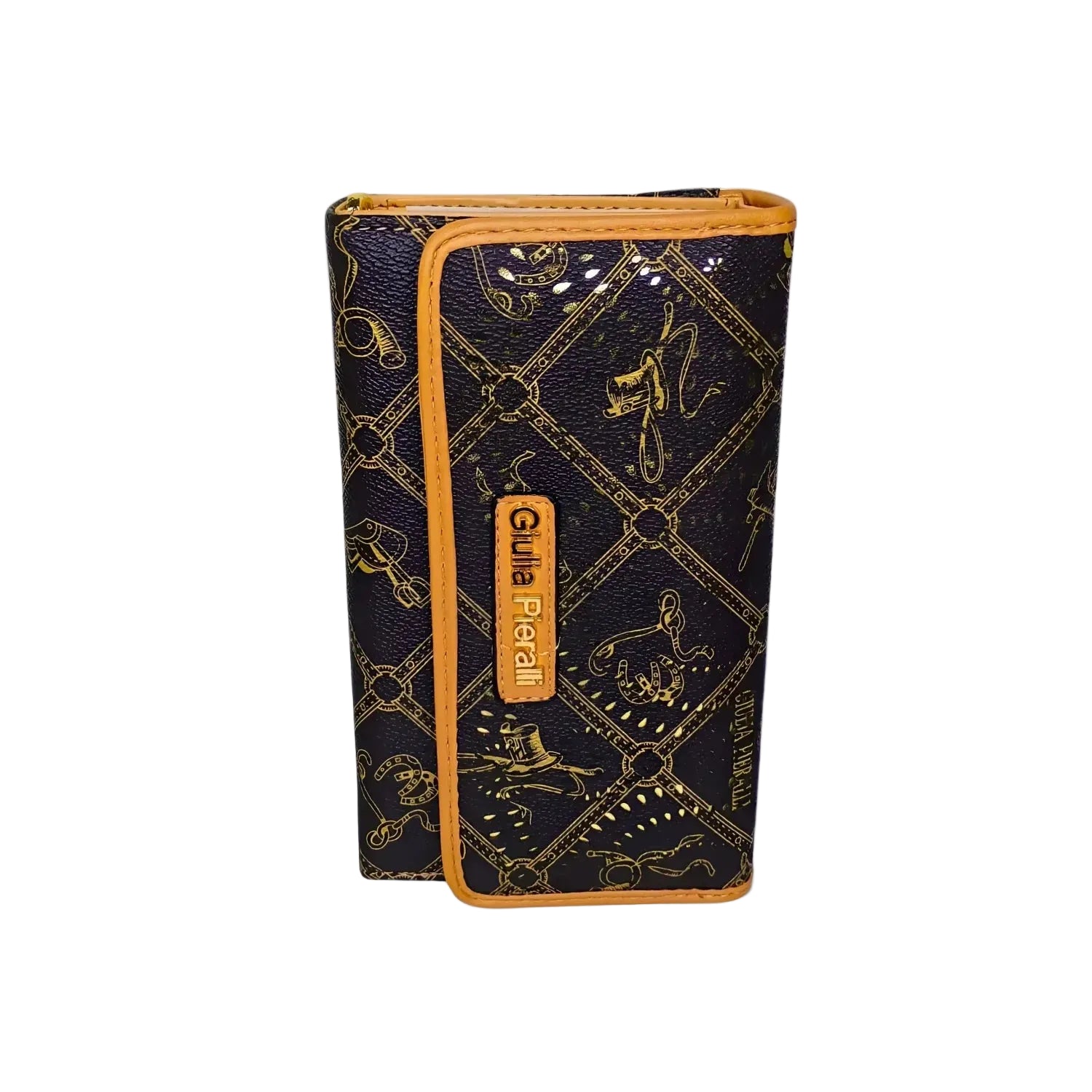 Brown Ladies Wallet with Tan Trim Pattern – MS-9991 - Stile Donna Bags