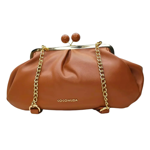 Brown Leather Clutch Bag - MS-4379 - Stile Donna Bags
