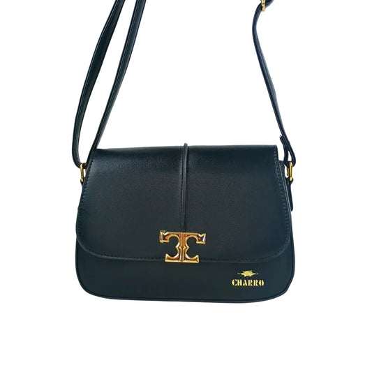 Charro Black Leather Flap Bag - MS-5944 - Stile Donna Bags