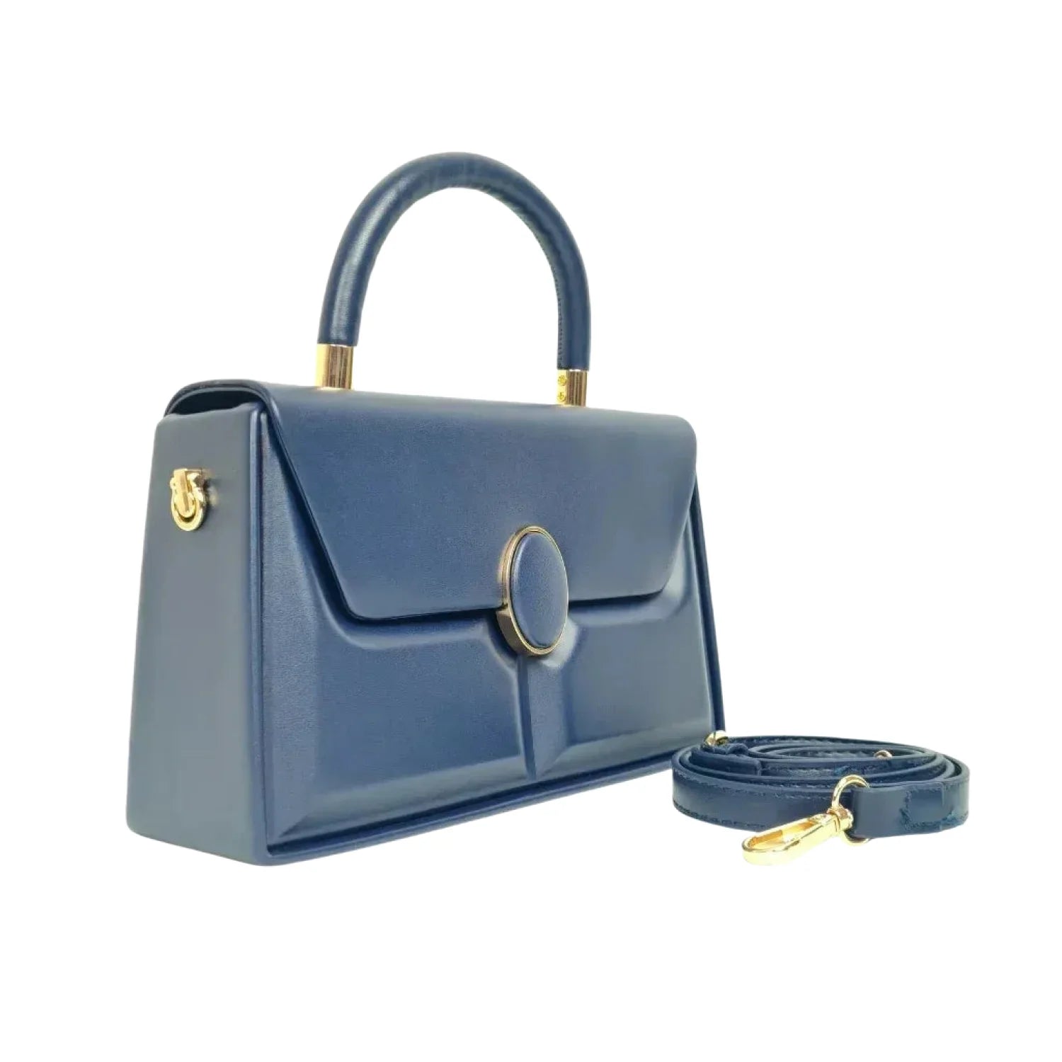 Classic Structured Top-Handle Bag with Gold Hardware - Stile Donna Bags