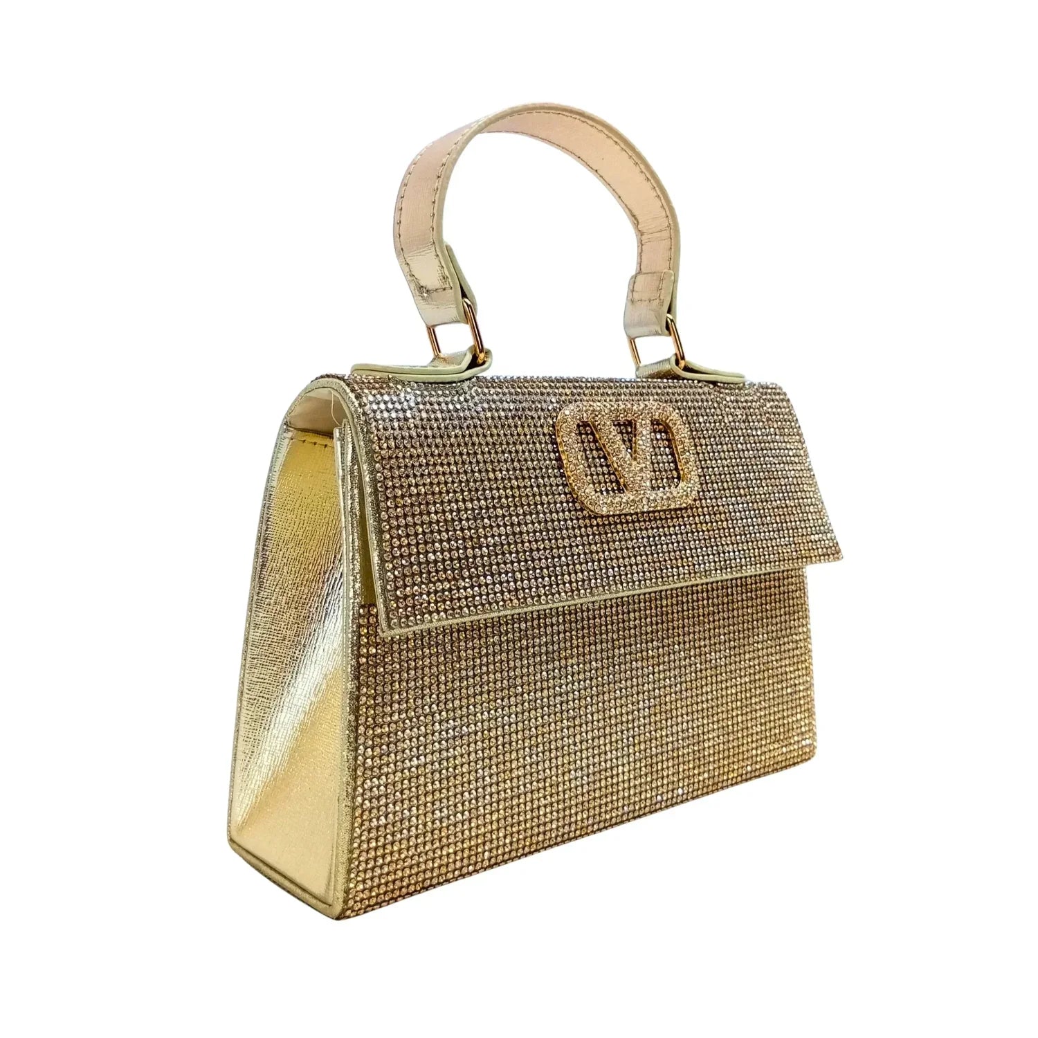 Clutch Bag con Strass Valentini - borsa tonalità dorata