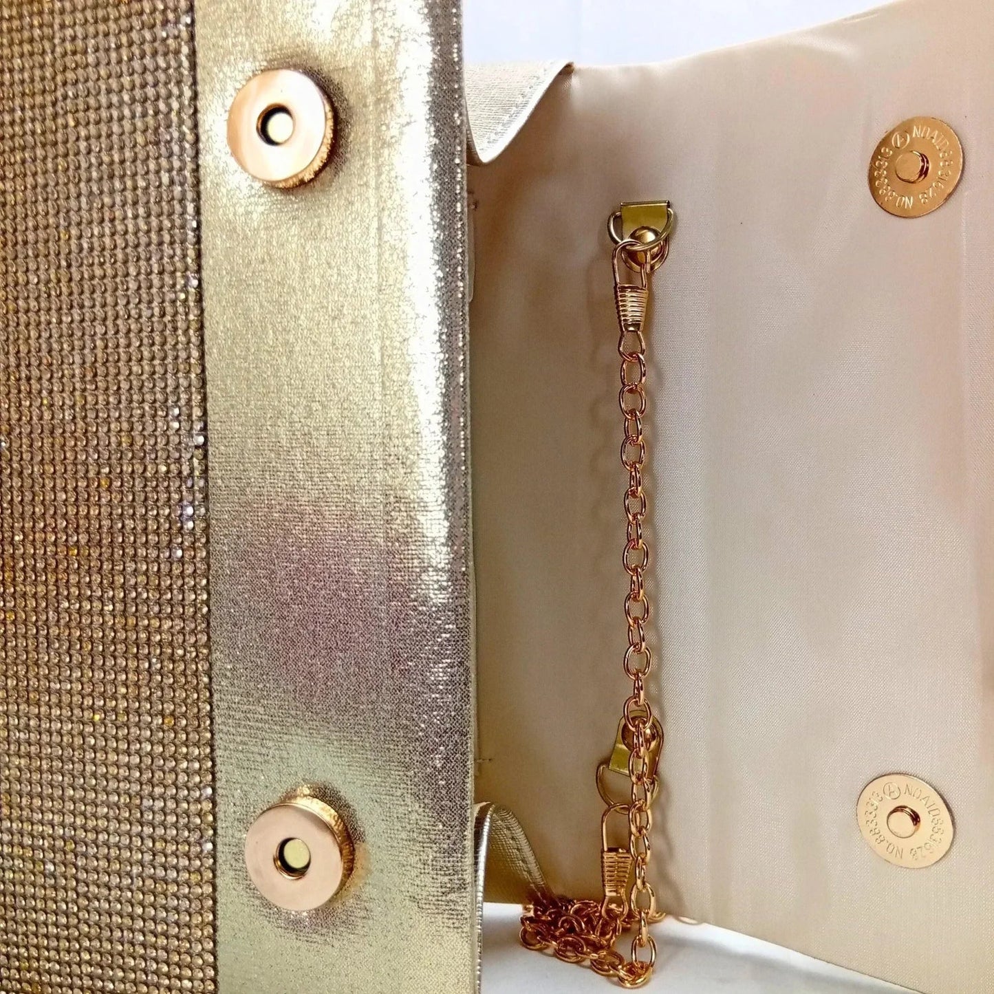 Clutch Bag con Strass Valentini - cinghia catena tono