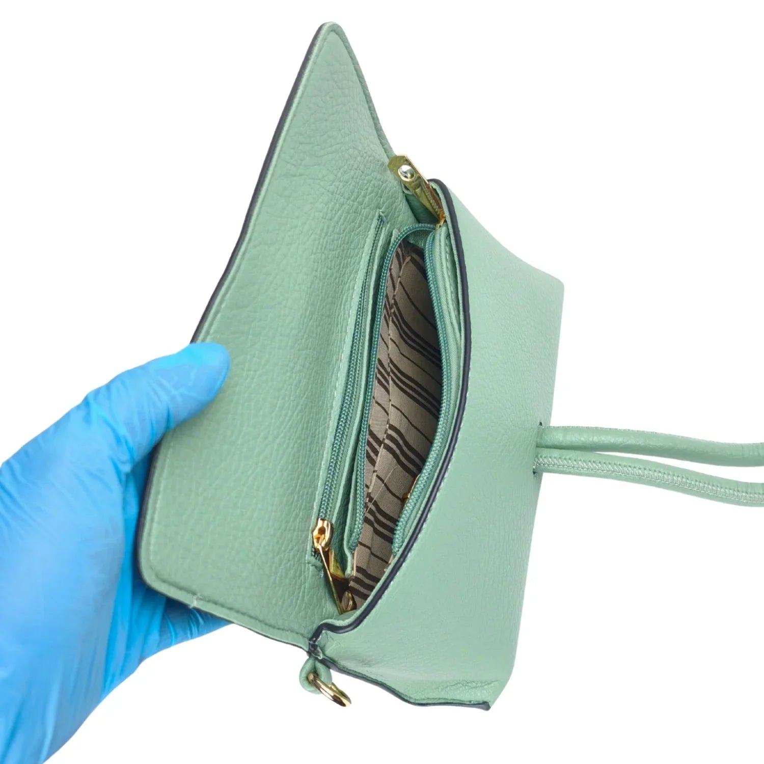 Clutch Bag in Pelle Verde Menta da Donna - pochette pelle verde