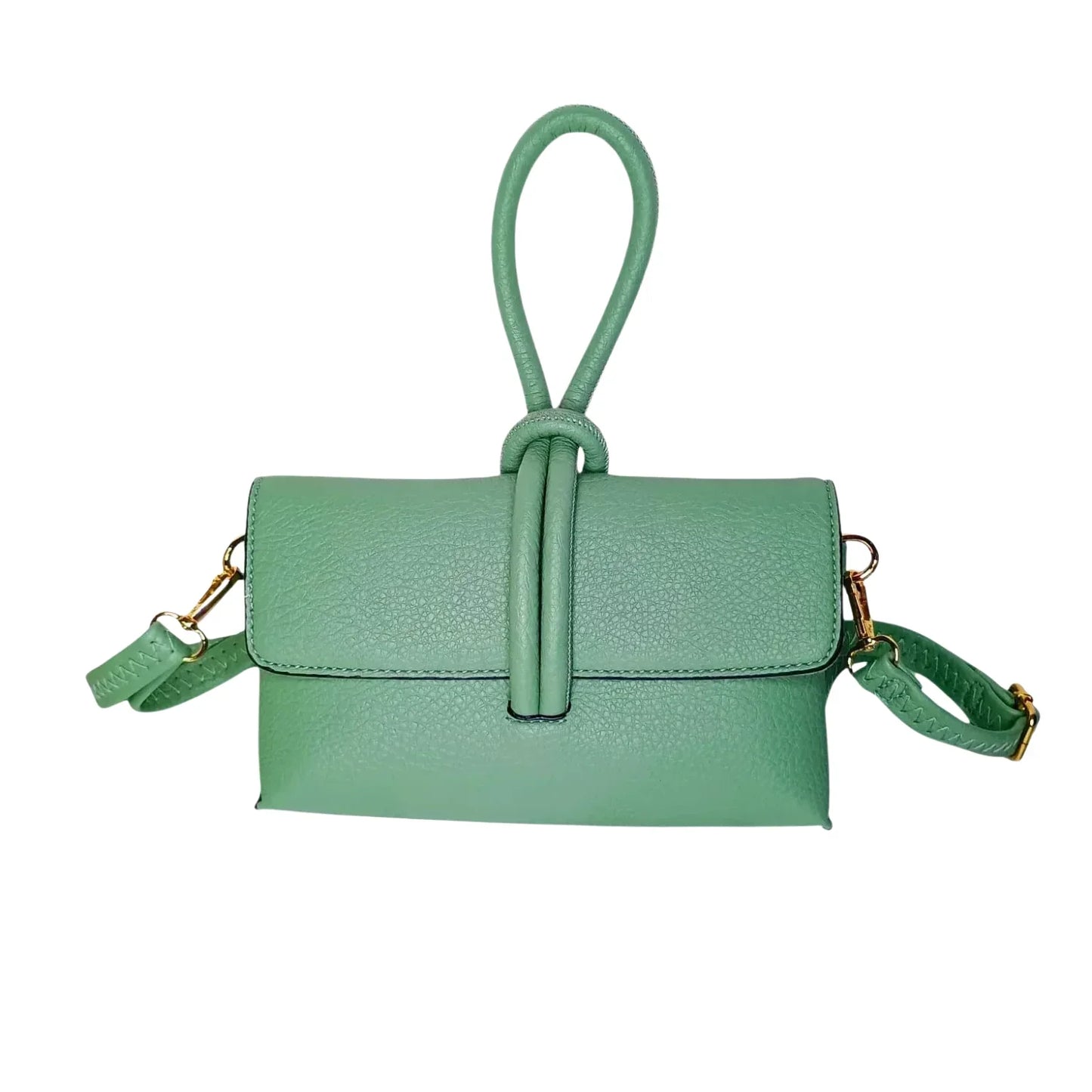 Clutch Bag in Pelle Verde Menta da Donna - borsa tracolla pelle