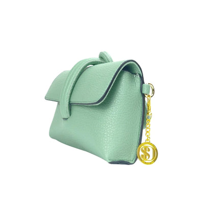 Clutch Bag in Pelle Verde Menta da Donna - borsa tracolla mini