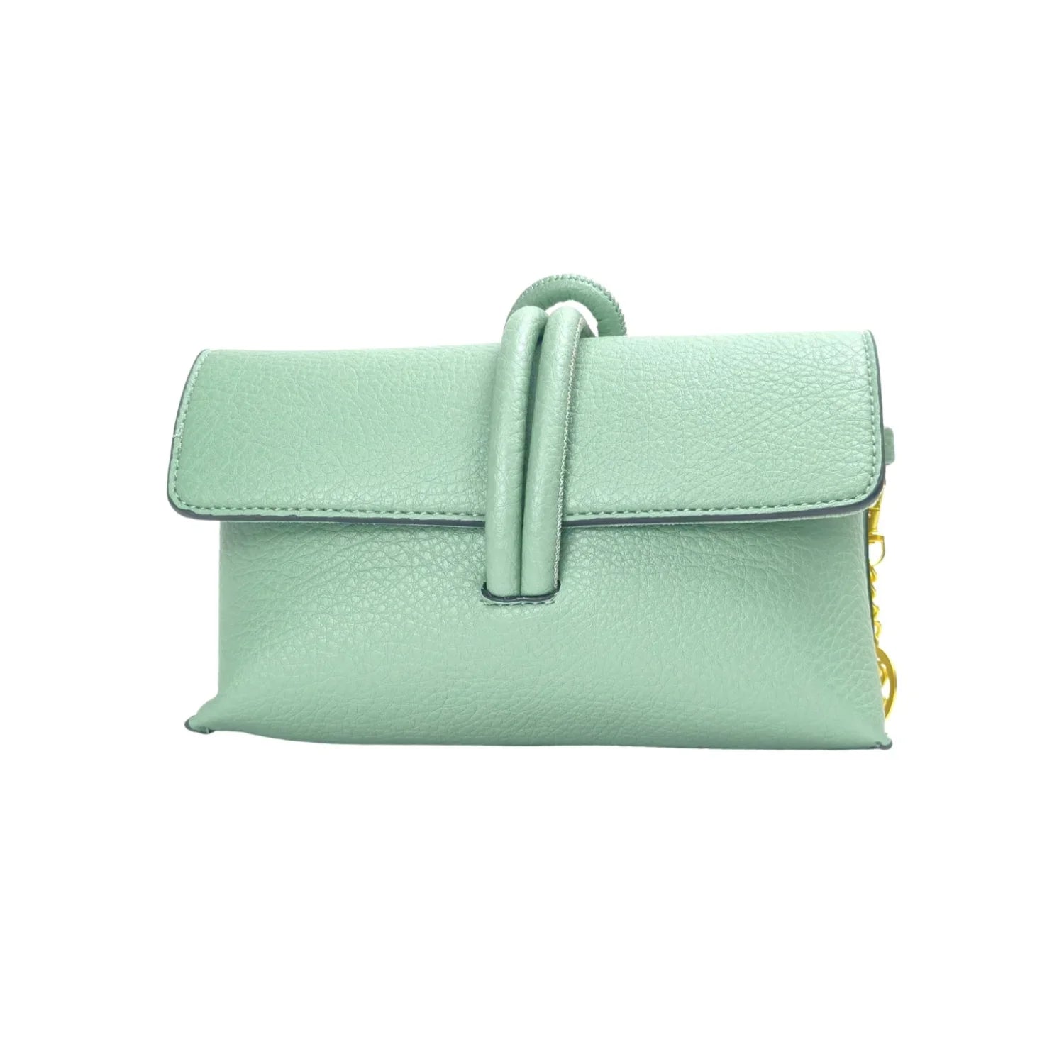 Clutch Bag in Pelle Verde Menta da Donna - clutch pelle testurizzata
