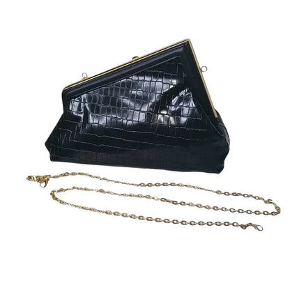 Clutch Bag Nera Effetto Crocodile Skin - clutch nera effetto