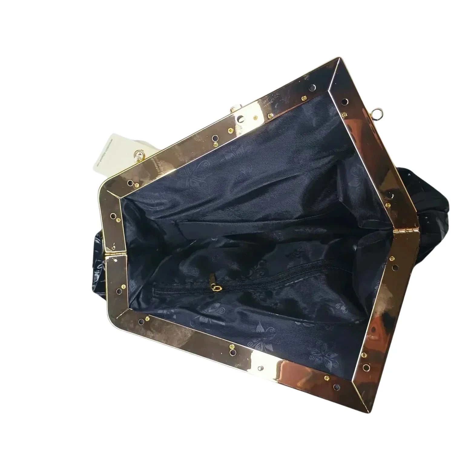 Clutch Bag Nera Effetto Crocodile Skin - pochette foderata satin