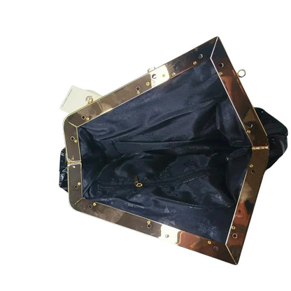 Clutch Bag Nera Effetto Crocodile Skin - pochette foderata satin