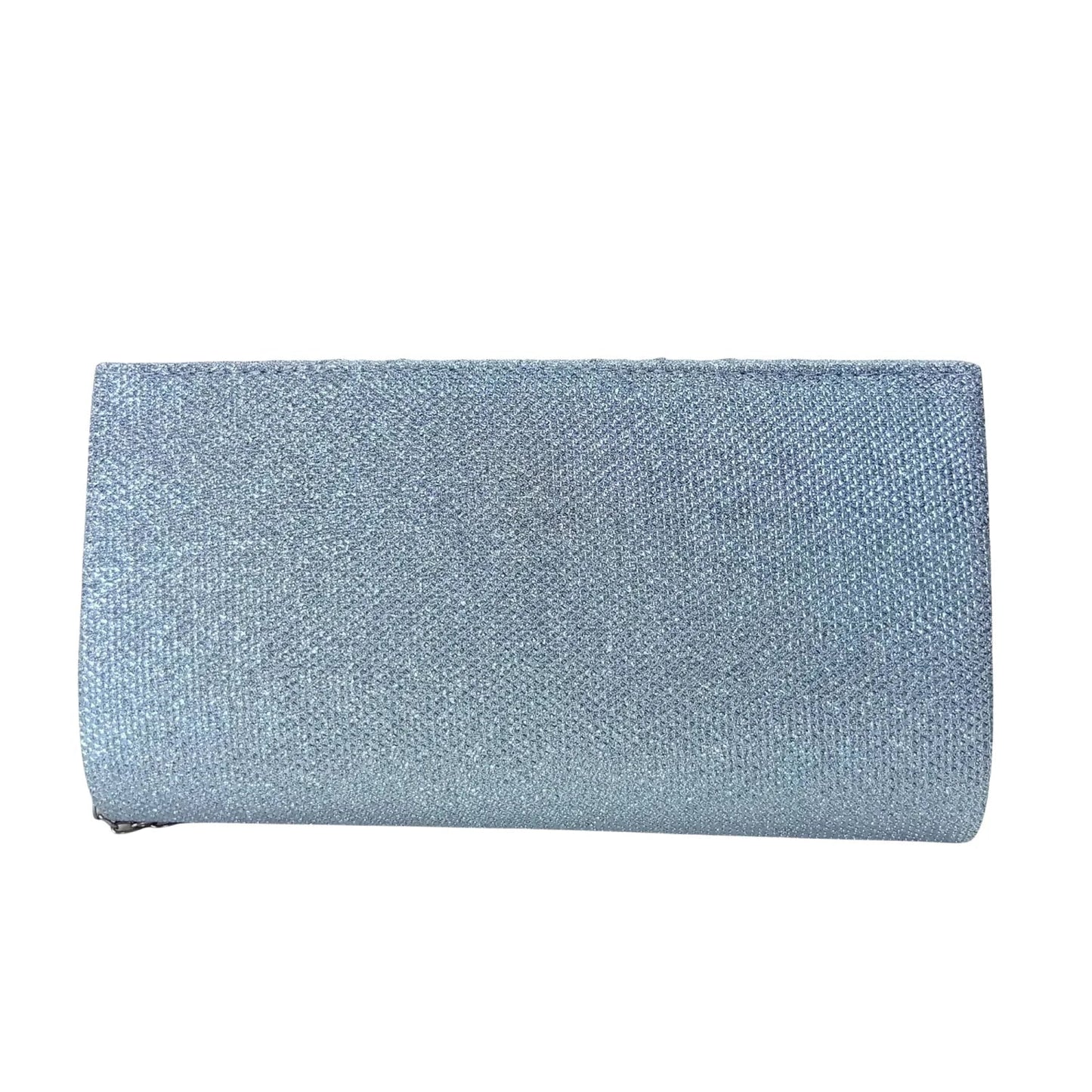 Clutch Bag Scintillante con Strass a Ventaglio - pochette blu chiaro