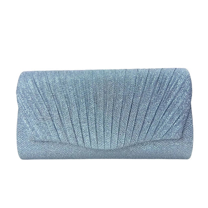 Clutch Bag Scintillante con Strass a Ventaglio - pochette blu chiaro