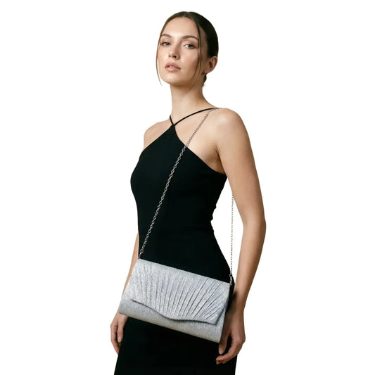 Clutch Bag Scintillante con Strass a Ventaglio - borsa tracolla scintillante