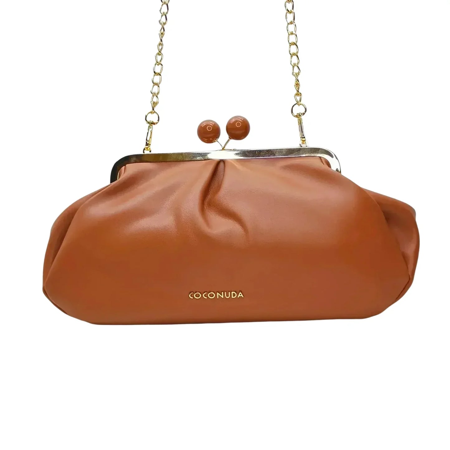 Clutch in Pelle Marrone con Finitura Premium - borsa clutch pelle