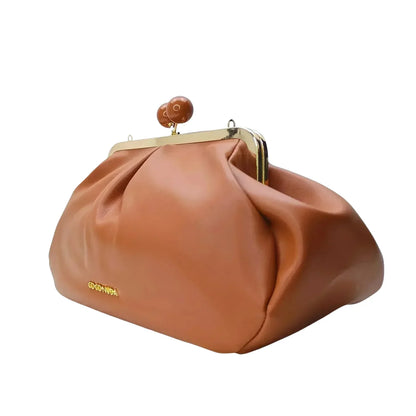 Clutch in Pelle Marrone con Finitura Premium - borsetta pelle morbida
