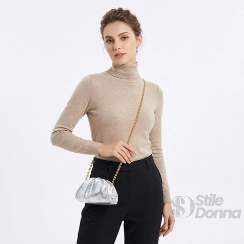 Clutch metallizzata argento in vera pelle - clutch metallico