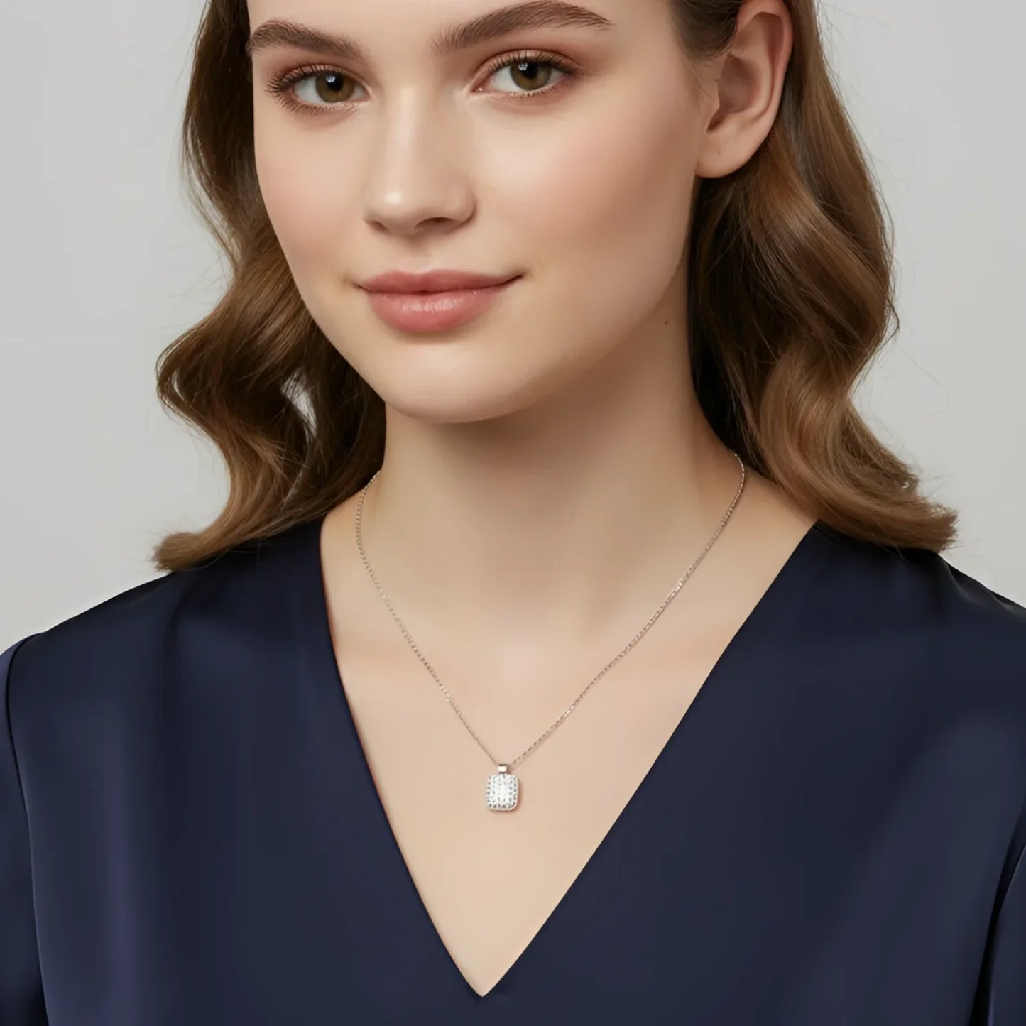 Collana con Pendente Rettangolare Pavé in Oro - delicata collana d’argento