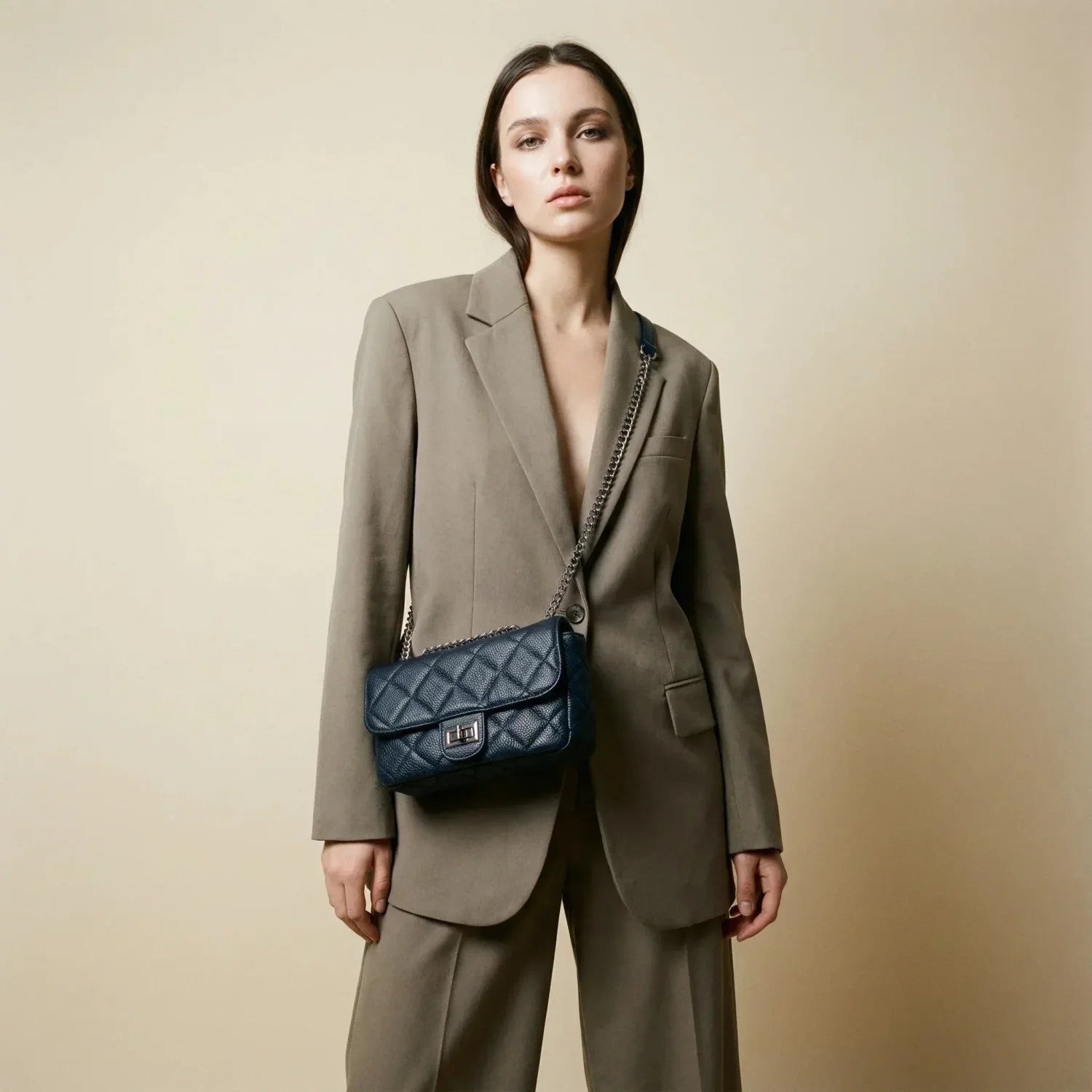 Crossbody Bag in Leather - chain strap MS-5777 - Stile Donna Bags