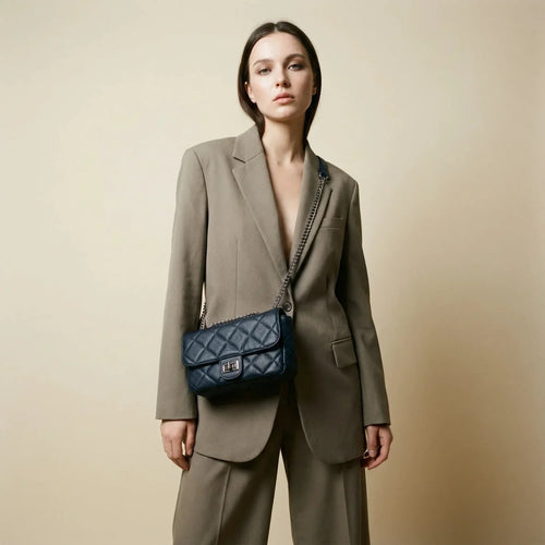 Crossbody Bag in Leather - chain strap MS-5777 - Stile Donna Bags