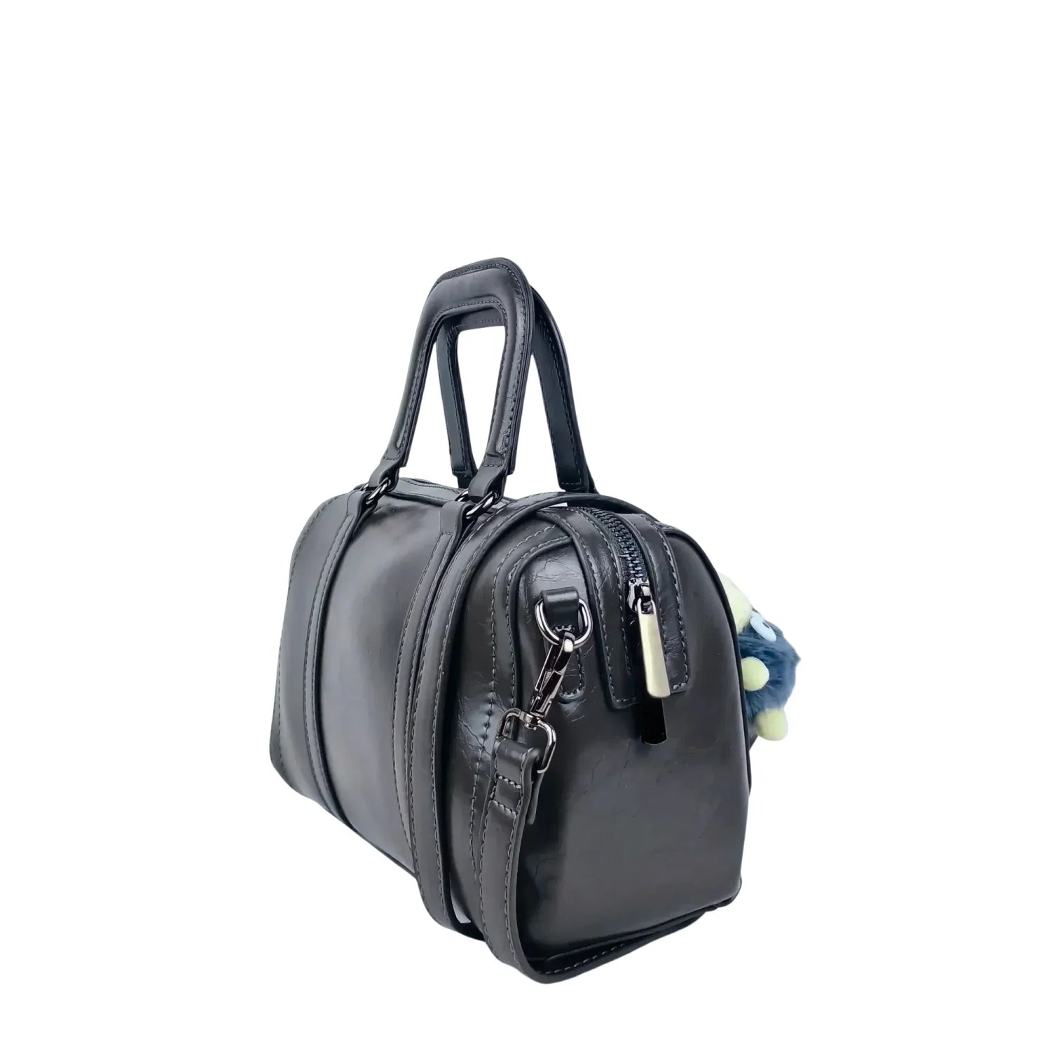 Dark Gray Faux Leather Handbag MS-1283 - Stile Donna Bags