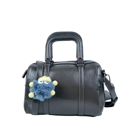 Dark Gray Faux Leather Handbag MS-1283 - Stile Donna Bags