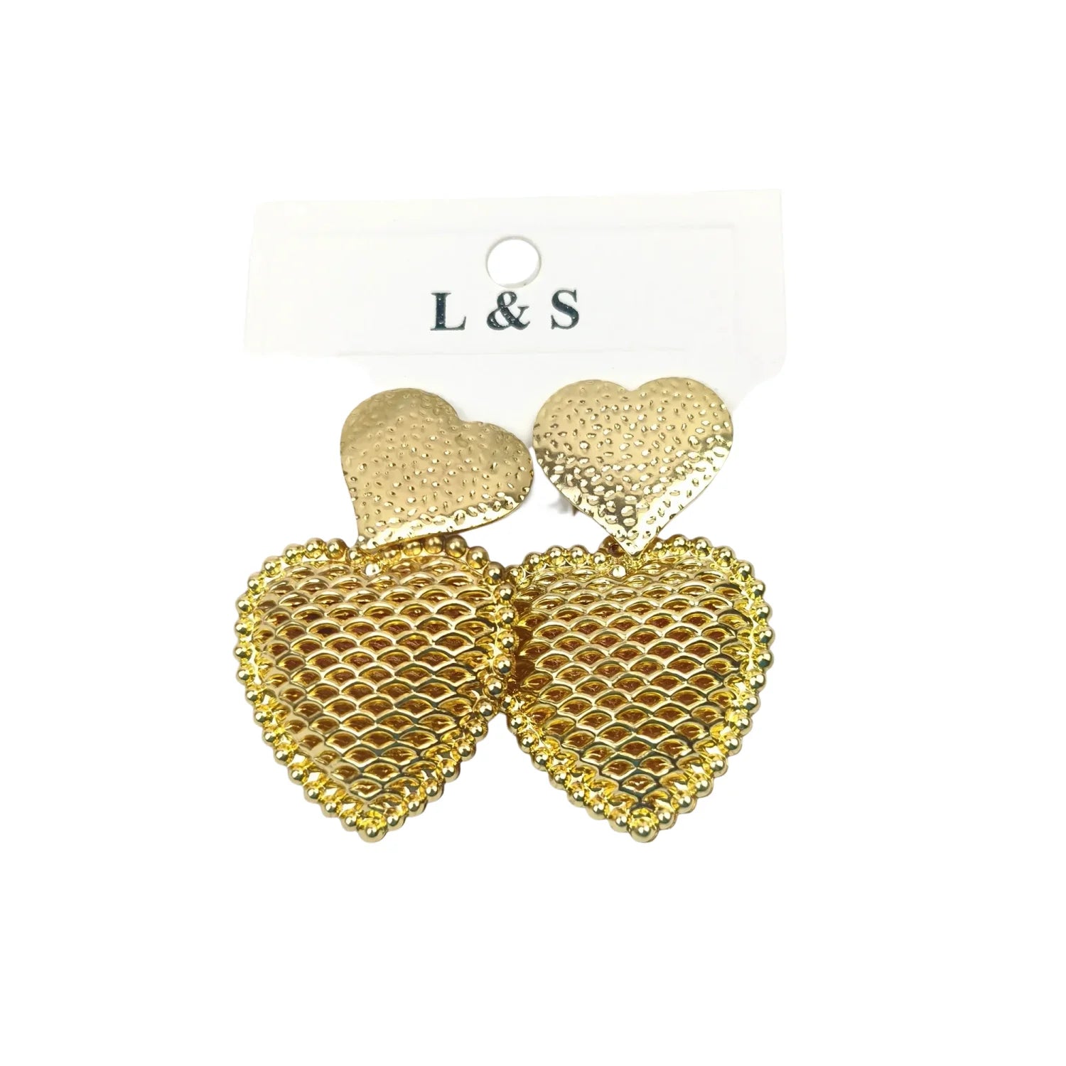 Double heart drop earrings - gold-tone - Stile Donna Bags