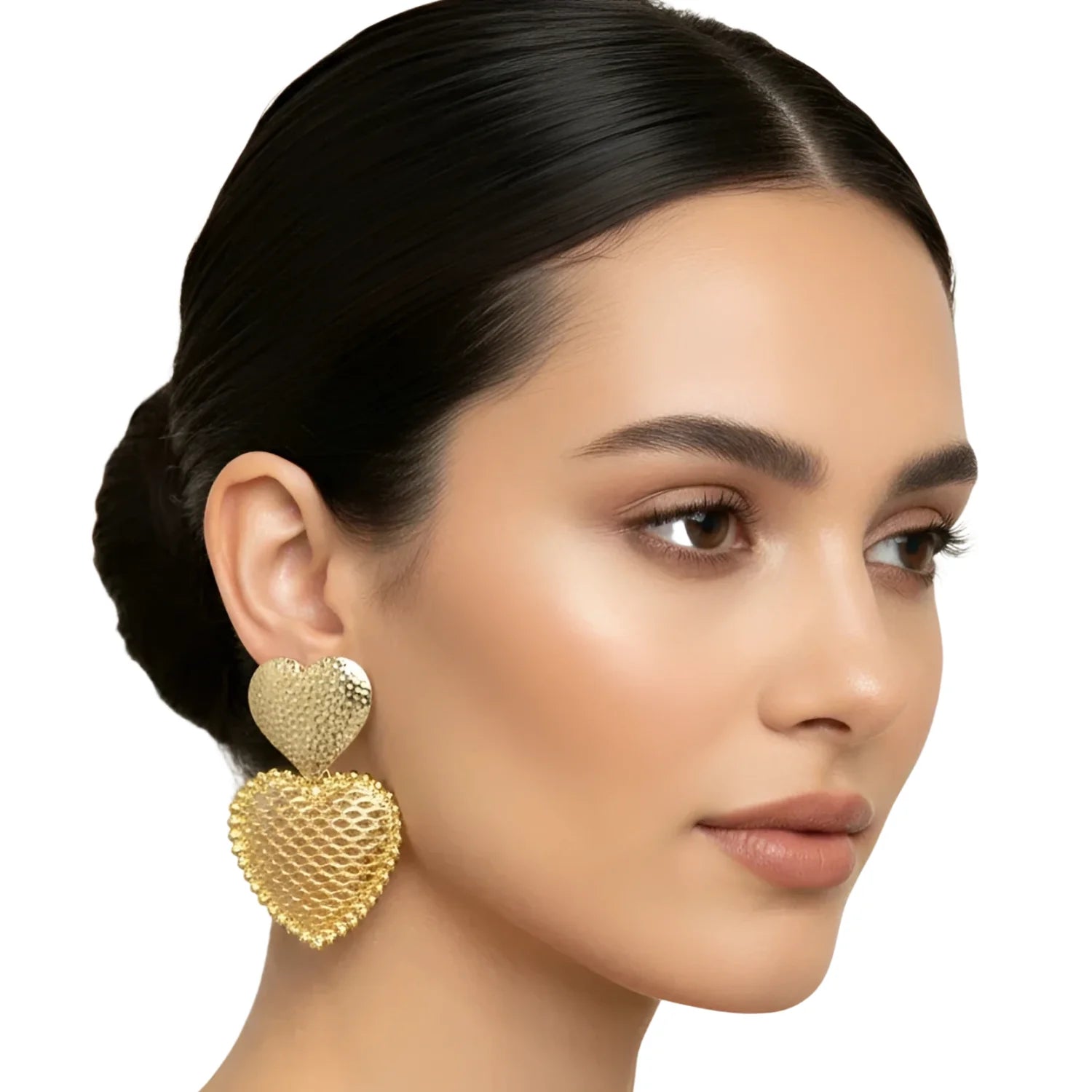Double heart drop earrings - gold-tone - Stile Donna Bags