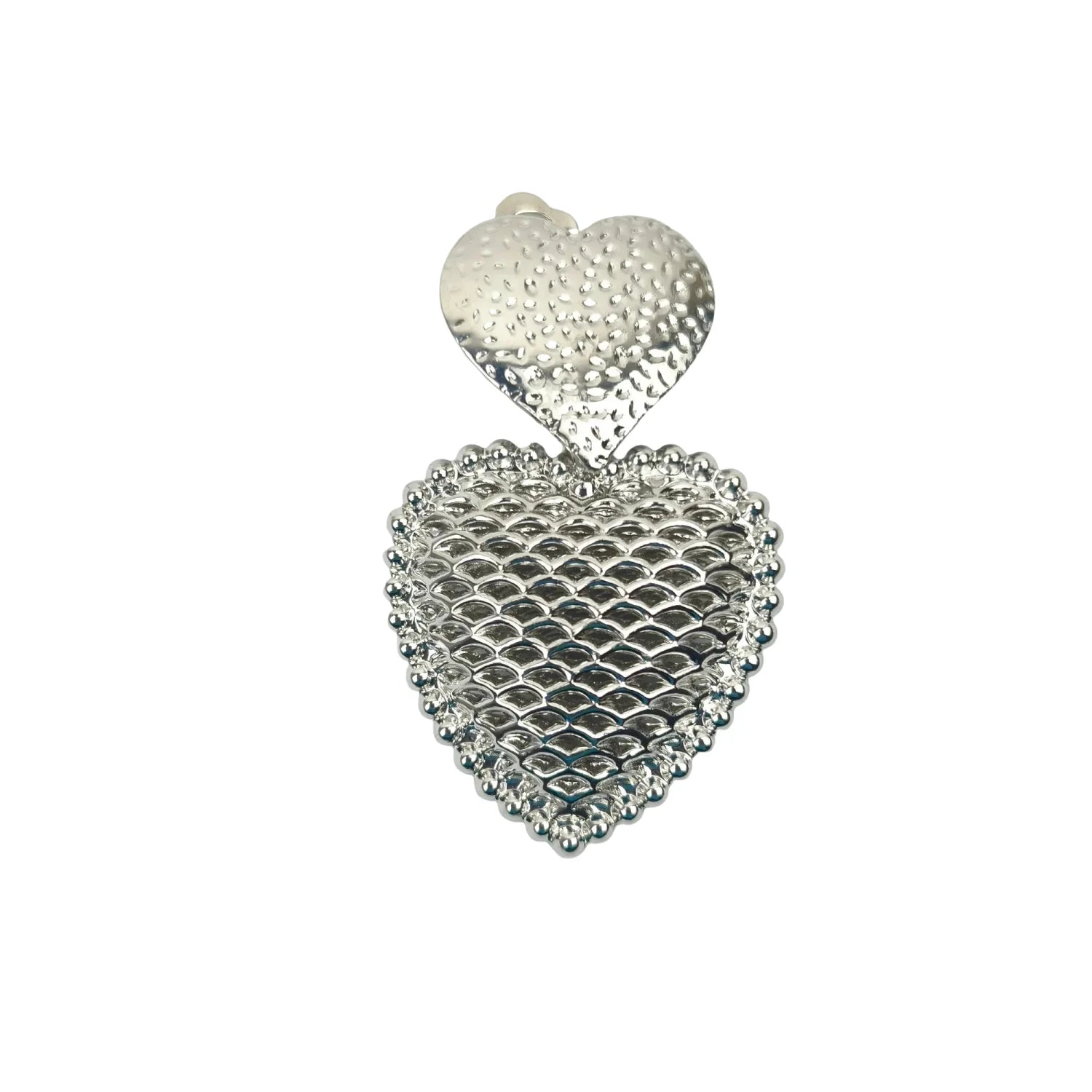 Double heart drop earrings - silver-tone - Stile Donna Bags