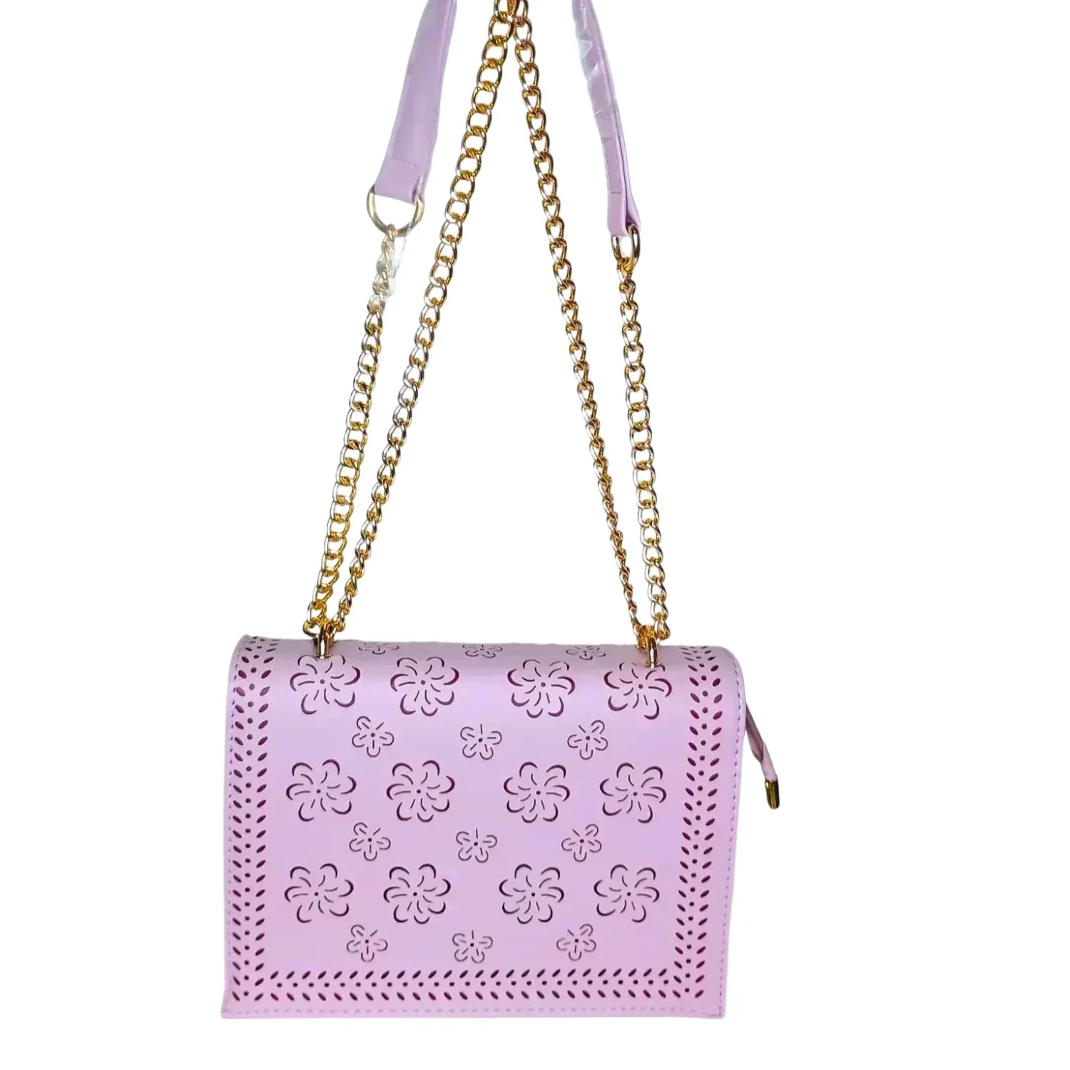 Elegante Borsa a Tracolla Viola con Catena Dorata - delicata borsa mano