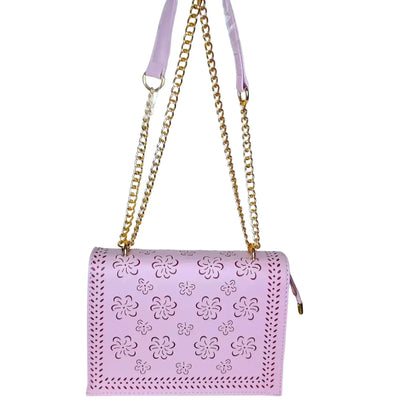 Elegante Borsa a Tracolla Viola con Catena Dorata - delicata borsa mano