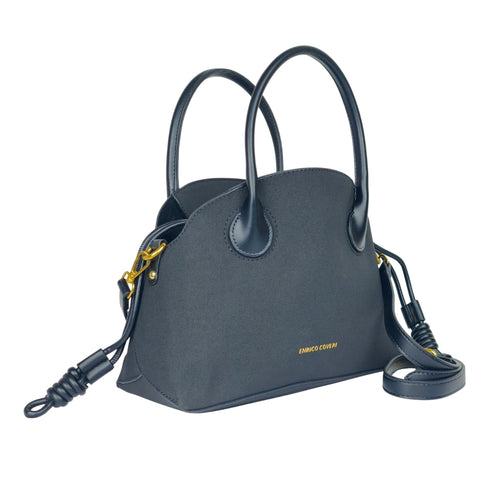 Enrico Coveri Handbag Set with Drawstring Pouch - black leather handbag