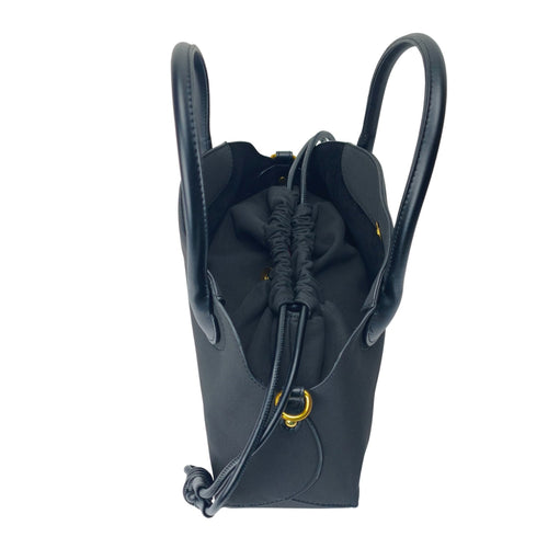 Enrico Coveri Handbag Set with Drawstring Pouch - black leather tote