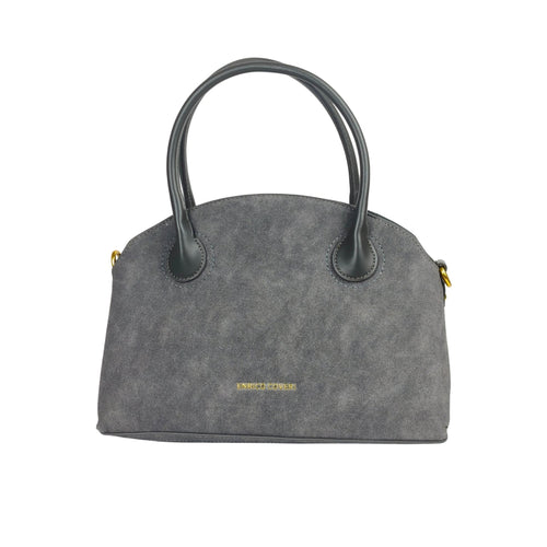 Enrico Coveri Handbag Set with Drawstring Pouch - gray suede-like handbag