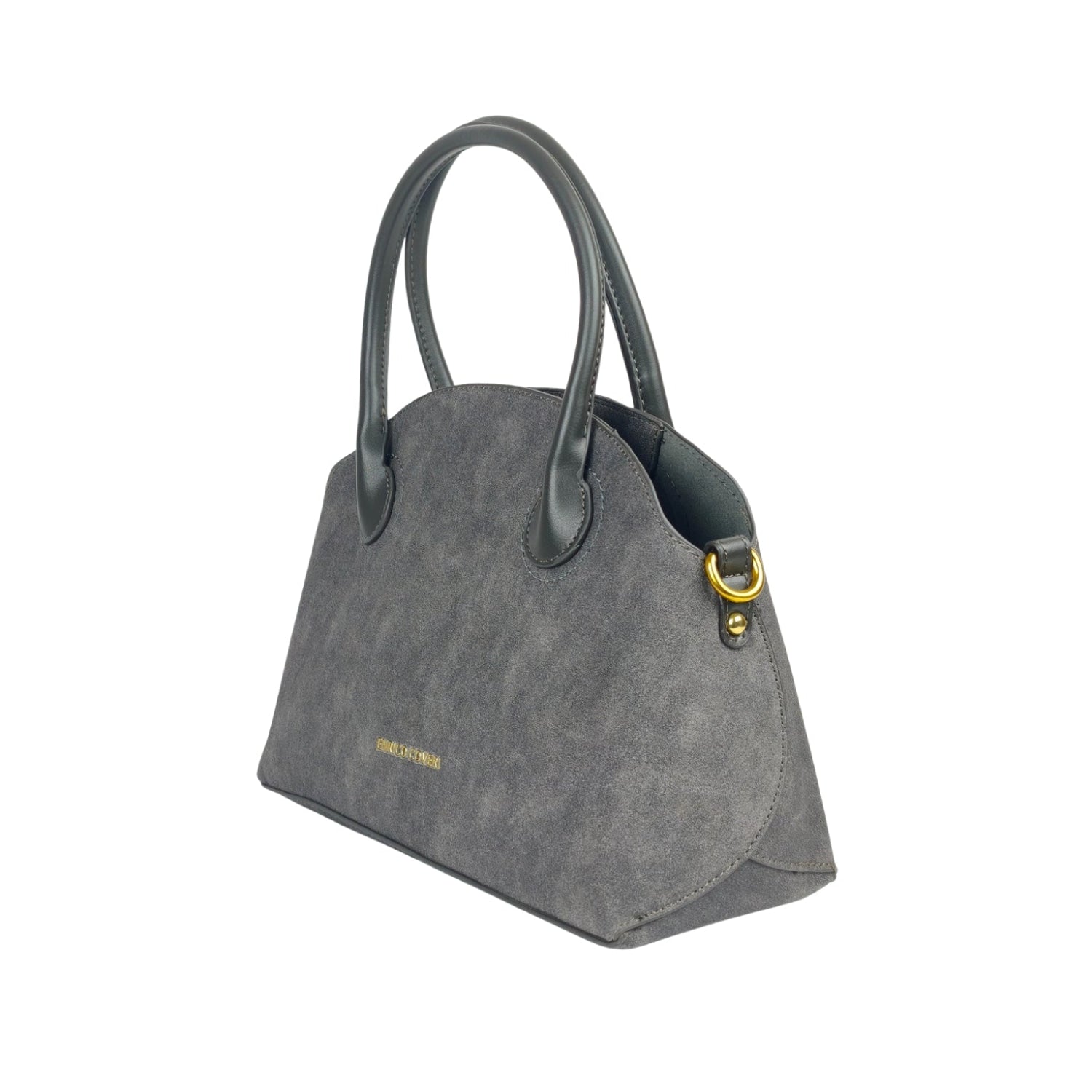 Enrico Coveri Handbag Set with Drawstring Pouch - gray textured handbag