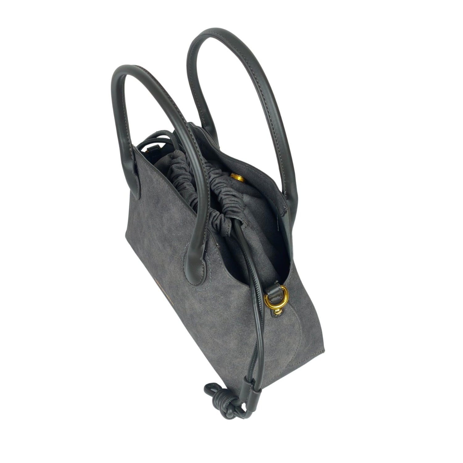 Enrico Coveri Handbag Set with Drawstring Pouch - sleek charcoal gray