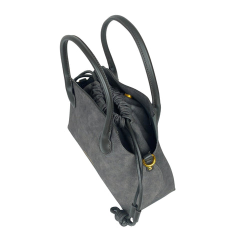 Enrico Coveri Handbag Set with Drawstring Pouch - sleek charcoal gray