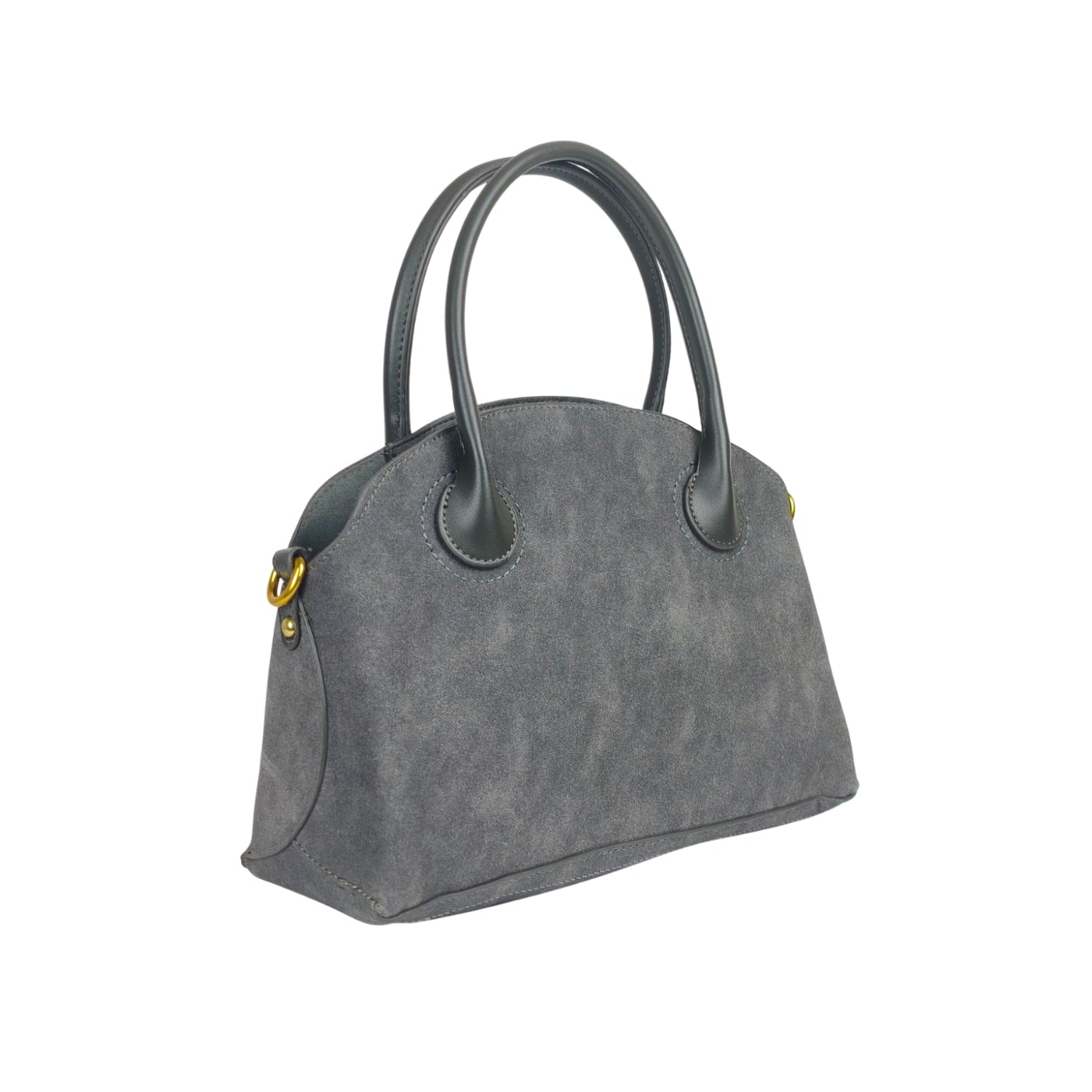 Enrico Coveri Handbag Set with Drawstring Pouch - sleek gray suede