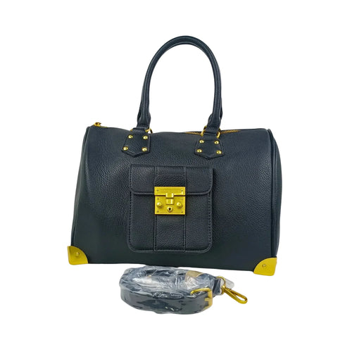 Enrico Doctor Bag - Black Leather MS-4449 - Stile Donna Bags