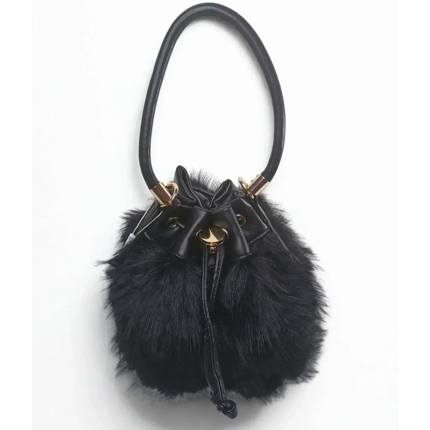 Faux Fur Bucket Bag with Shoulder Strap - MS-8394 - Stile Donna Bags