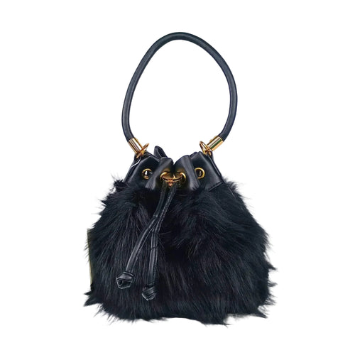 Faux Fur Bucket Bag with Shoulder Strap - MS-8394 - Stile Donna Bags