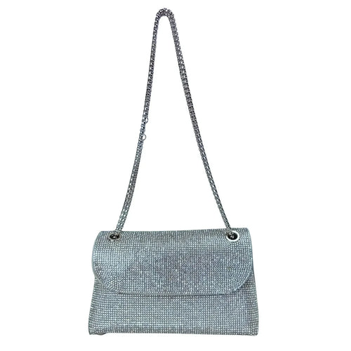 Flap Clutch Bag with Rhinestone Detail - Stile Donna Bags