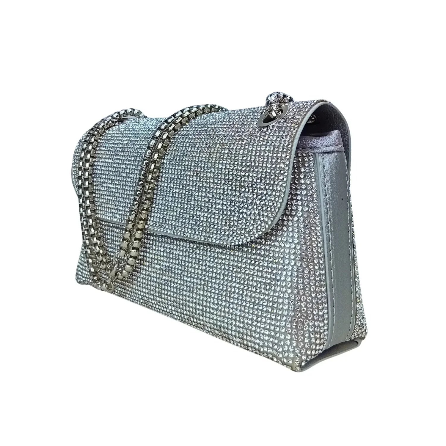 Flap Clutch Bag with Rhinestone Detail - Stile Donna Bags