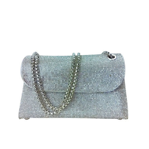 Flap Clutch Bag with Rhinestone Detail - Stile Donna Bags