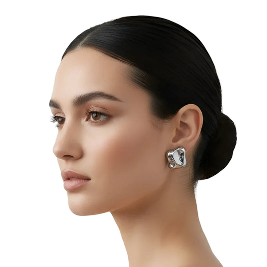 Fluid wave studs earrings silver-tone - Stile Donna Bags