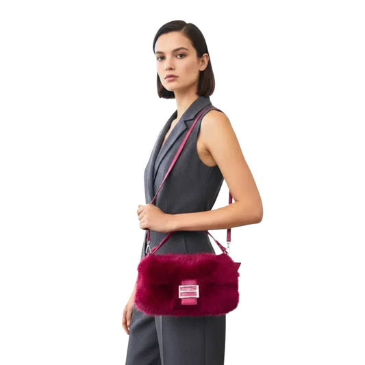 Fur handbag with leather handle MS-6440 - Stile Donna Bags