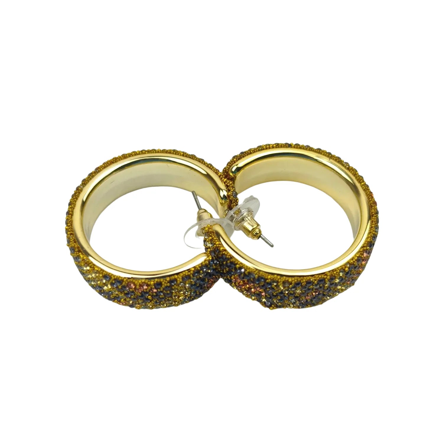 Gold-tone rhinestone hoop earrings - Multicolored crystals - Stile Donna Bags