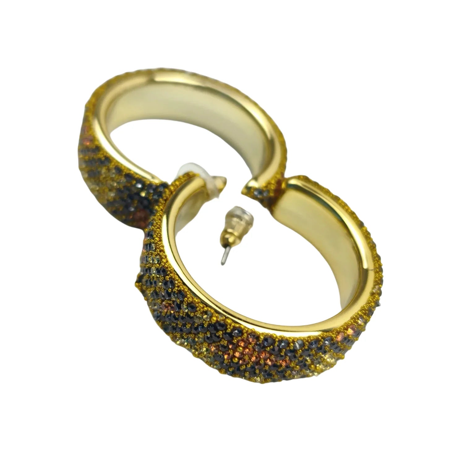 Gold-tone rhinestone hoop earrings - Multicolored crystals - Stile Donna Bags