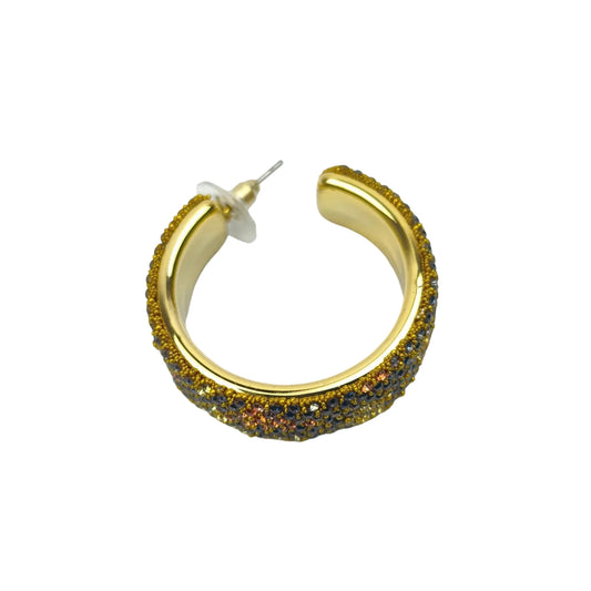 Gold-tone rhinestone hoop earrings - Multicolored crystals - Stile Donna Bags