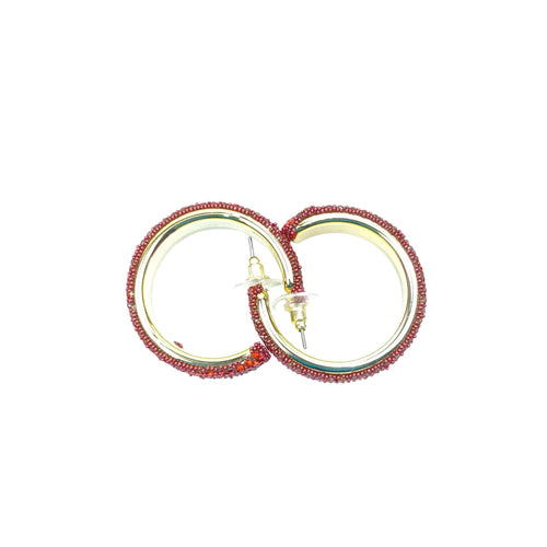 Gold-tone rhinestone hoop earrings - red - Stile Donna Bags