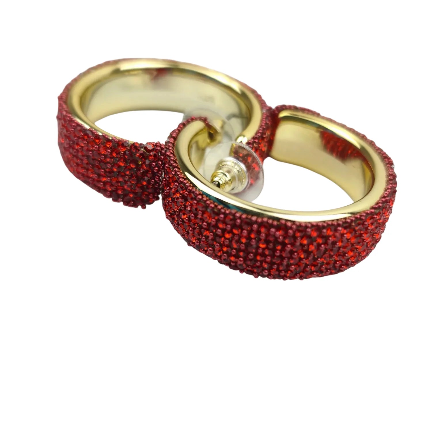 Gold-tone rhinestone hoop earrings - red - Stile Donna Bags
