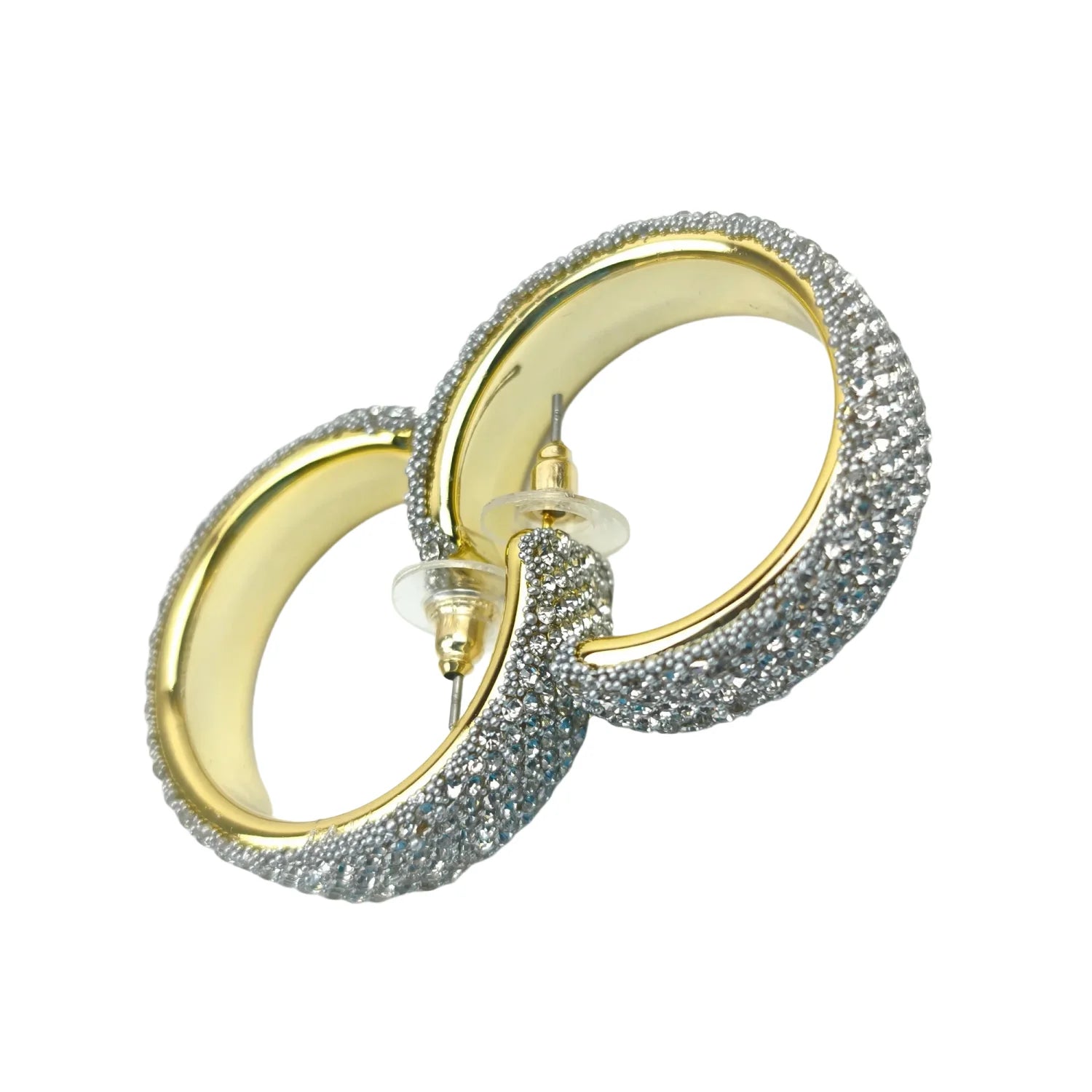 Gold-tone rhinestone hoop earrings - Stile Donna Bags